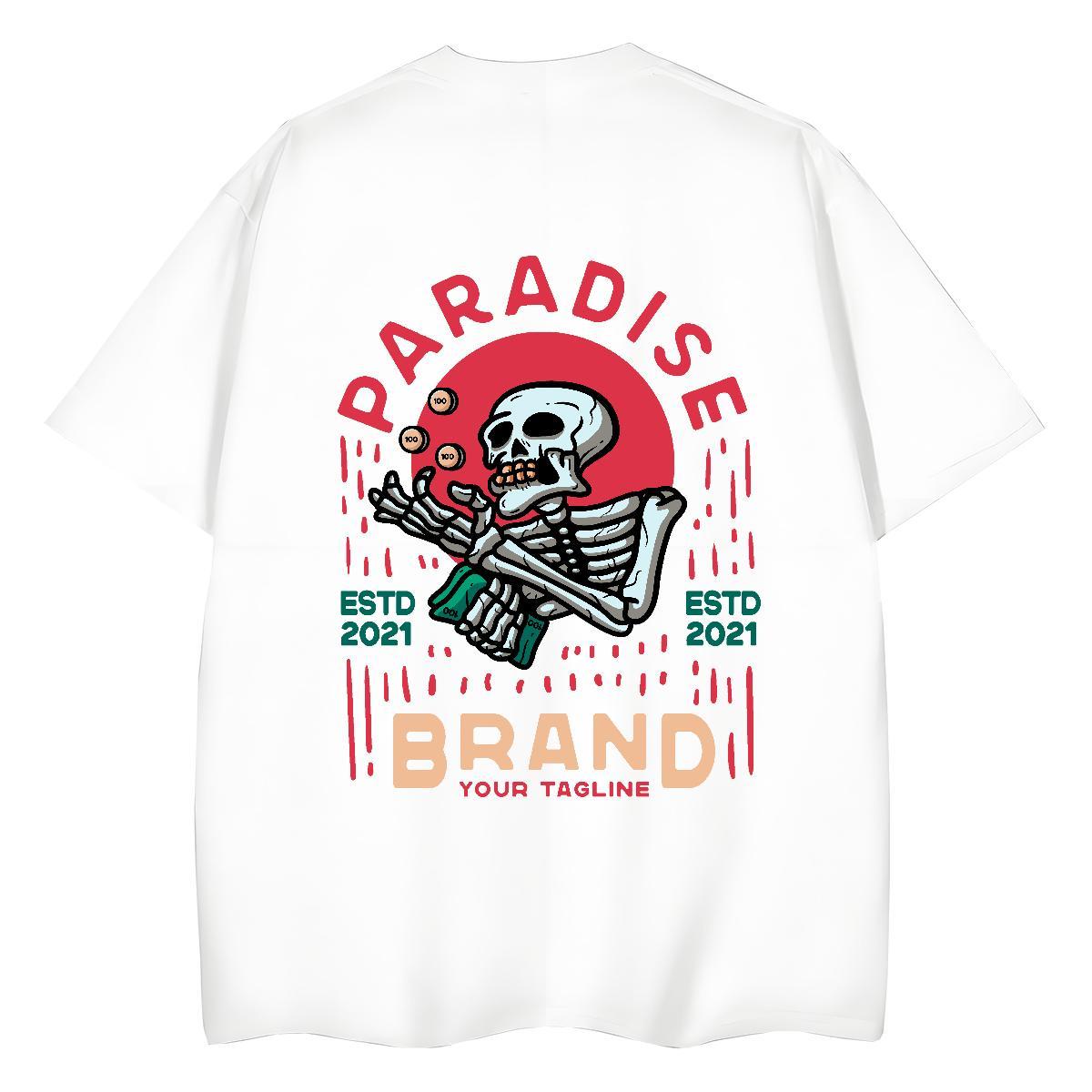 2024 Casual T-Shirts 230g 100% Cotton Round Neck Short Sleeve Daily Wear skull Womens Tshirts Brand Floral Print Top Shirts