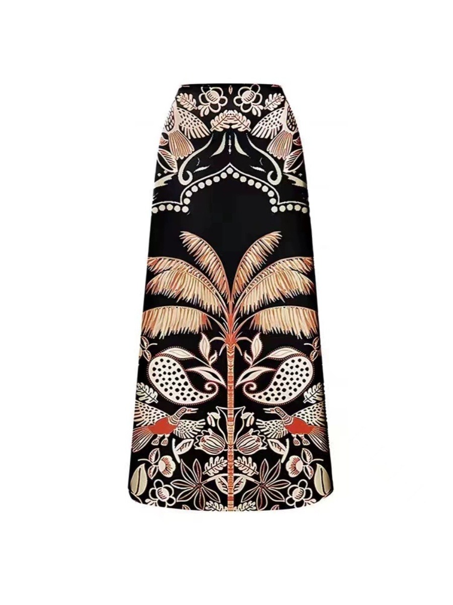 One-piece swimsuit female bird Coconut Tree conservative slimming Hottie spa cover up beach dress