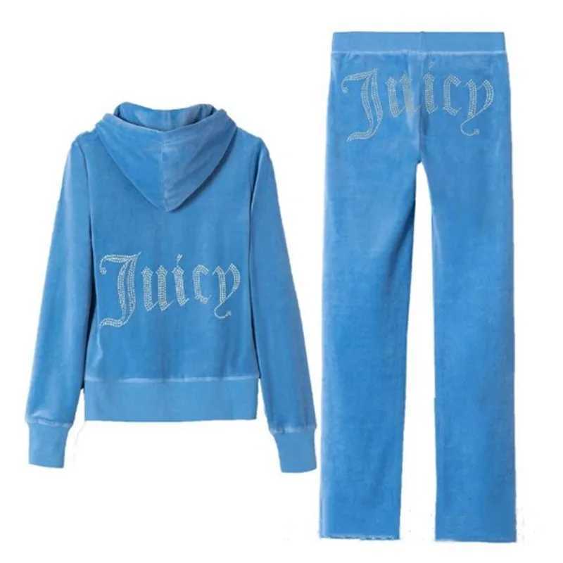 Womens Two Piece Pants JUICY COMETYRE Womens Velvet Track and Field Wear Casual Straight PantsHooded Sweatshirt 2pc Velvet Original Premium Womens Sp 