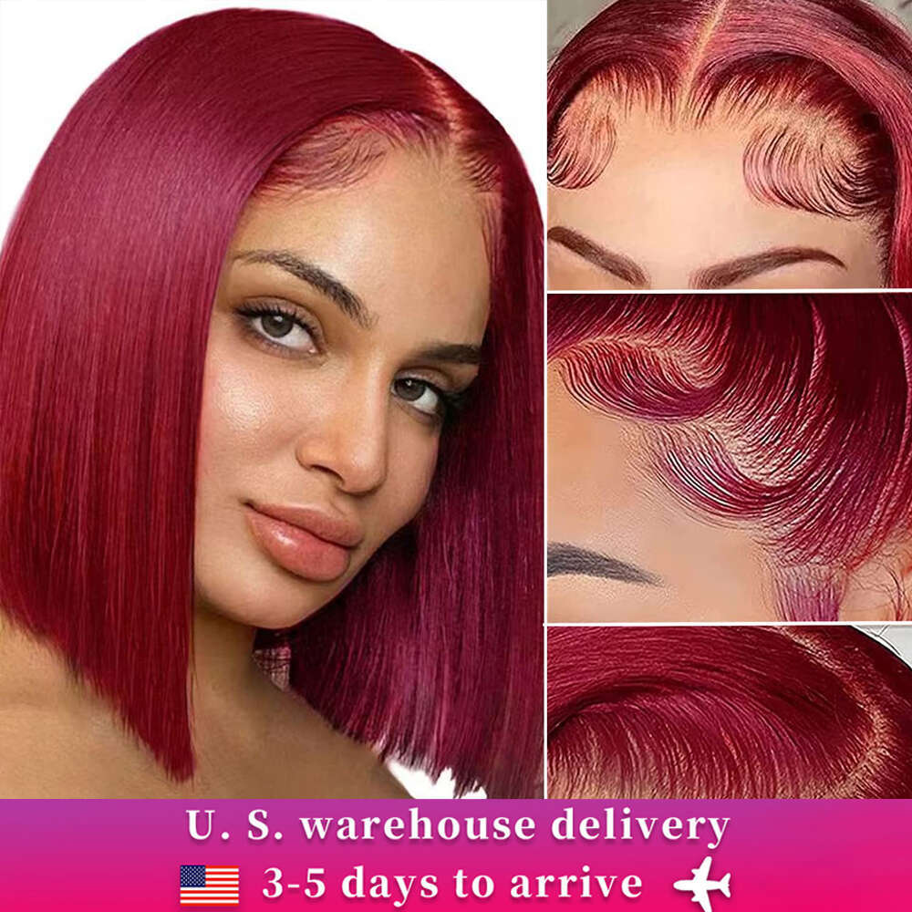 Hair Burgundy BOWBAY Lace Front Wigs Human Bob Wig x Red for Women