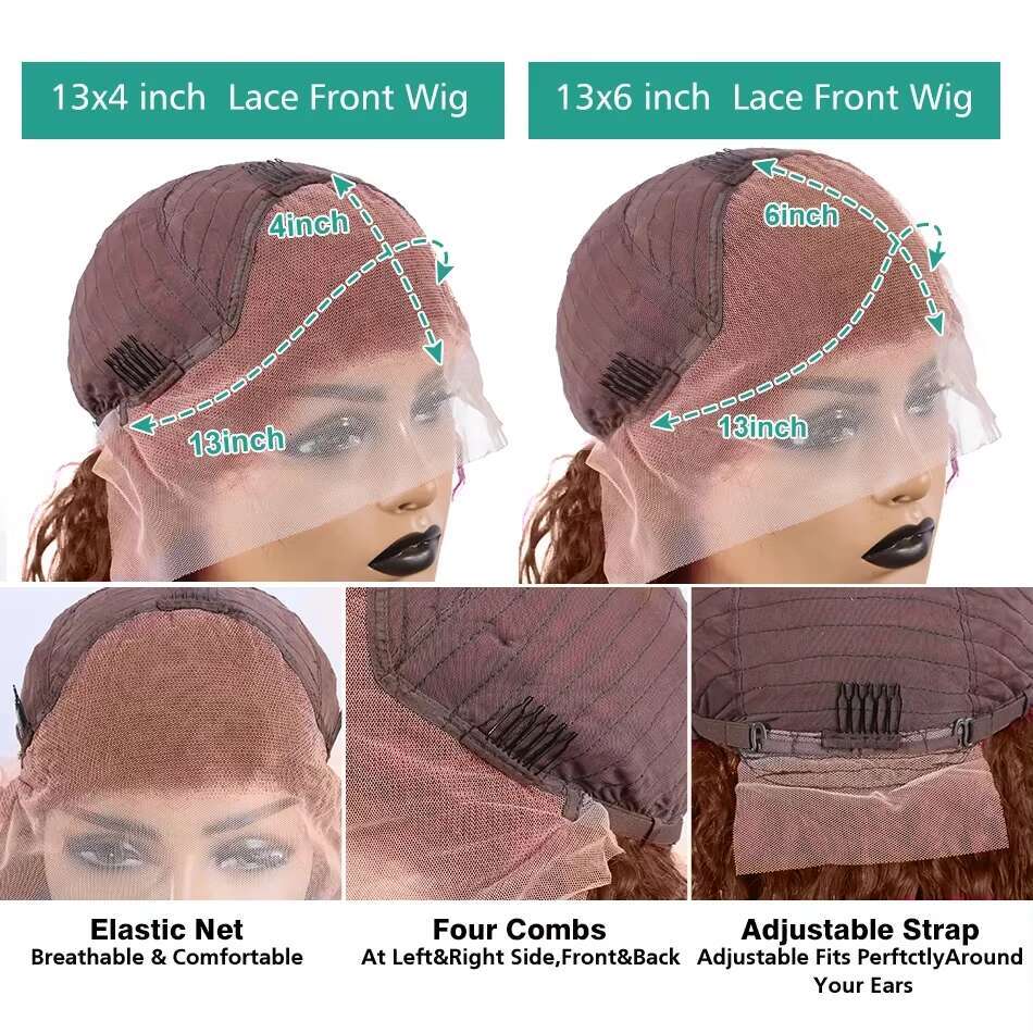 30 36 Inch 220 Density Chocolate Brown Body Wave 13x4 Lace Front Human Hair Brazilian Colored 13x6 Frontal Wigs For Women