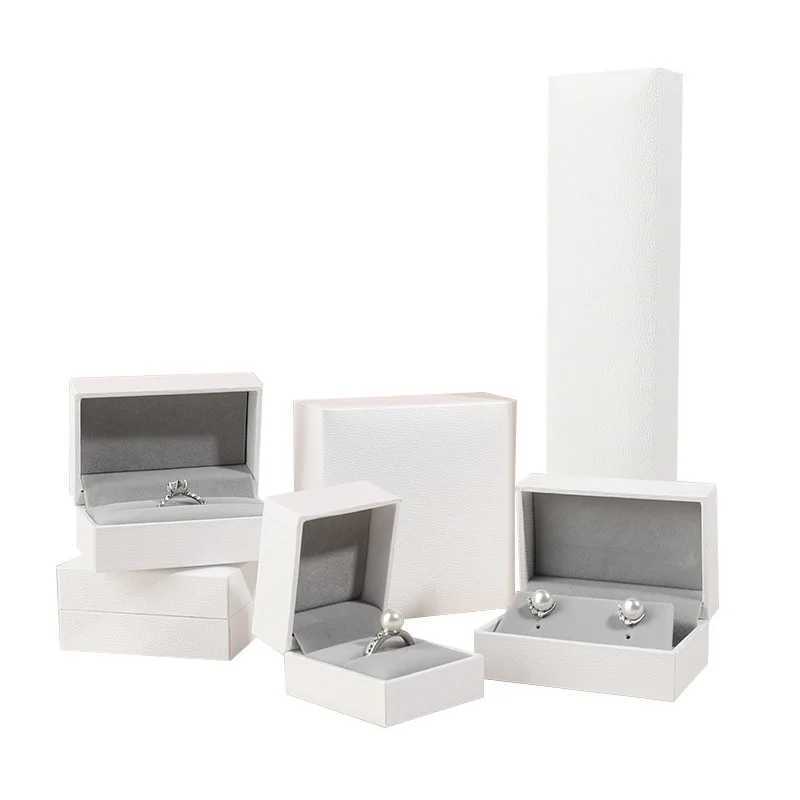 White leather paper bead treasure box ring necklace bracelet jewelry storage box gift packaging box W241019