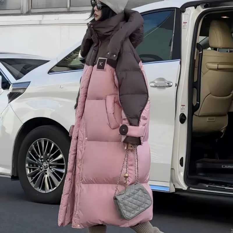 Winter Jackets Women Clothing Patchwork Cotton Coat Hooded Warm Windproof Windbreaker Puffer Jacket Design Chic Parka OuterwearX241019