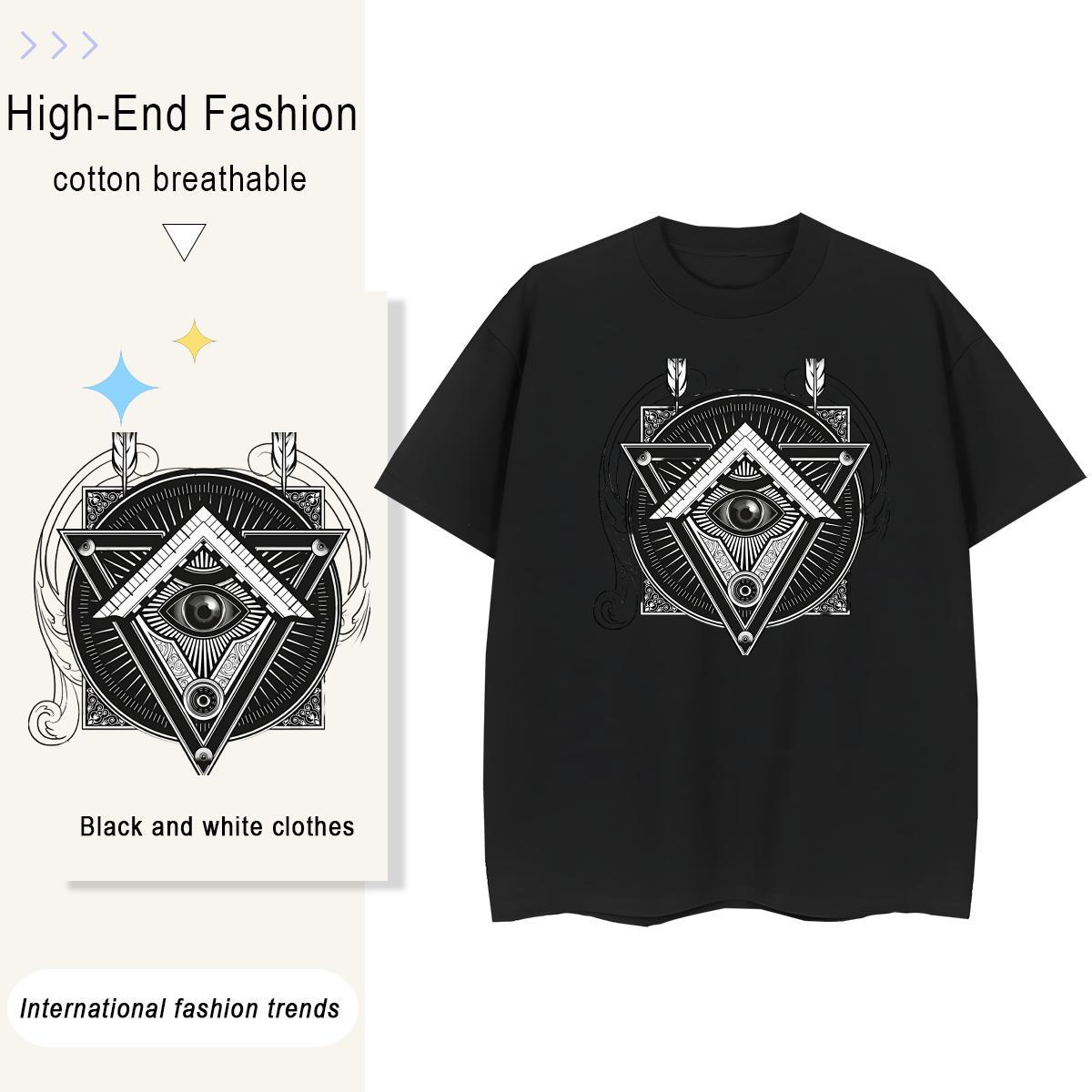 Fashion T shirt 230g Pure Cotton Crew Neck Casual Beach eye of the devil Lady T shirt Comfortable Anime Oversized Clothes Shirt