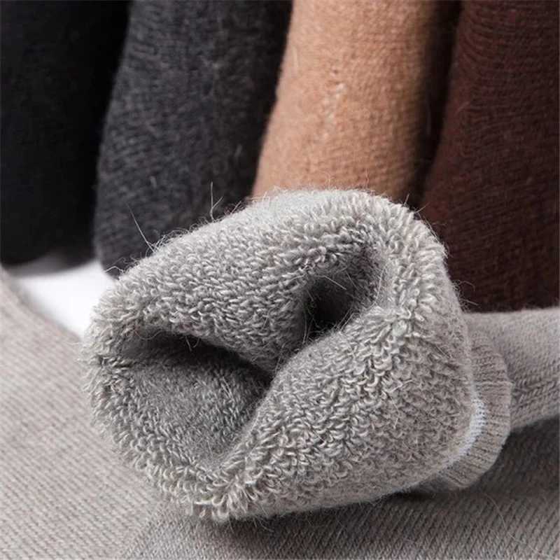 3 Pairs/Lot New Large Size Mens Socks Wool Winter Thick Warm Winter Mens Simple Solid Color extra thick terry Towel Socks 2020XJ241019