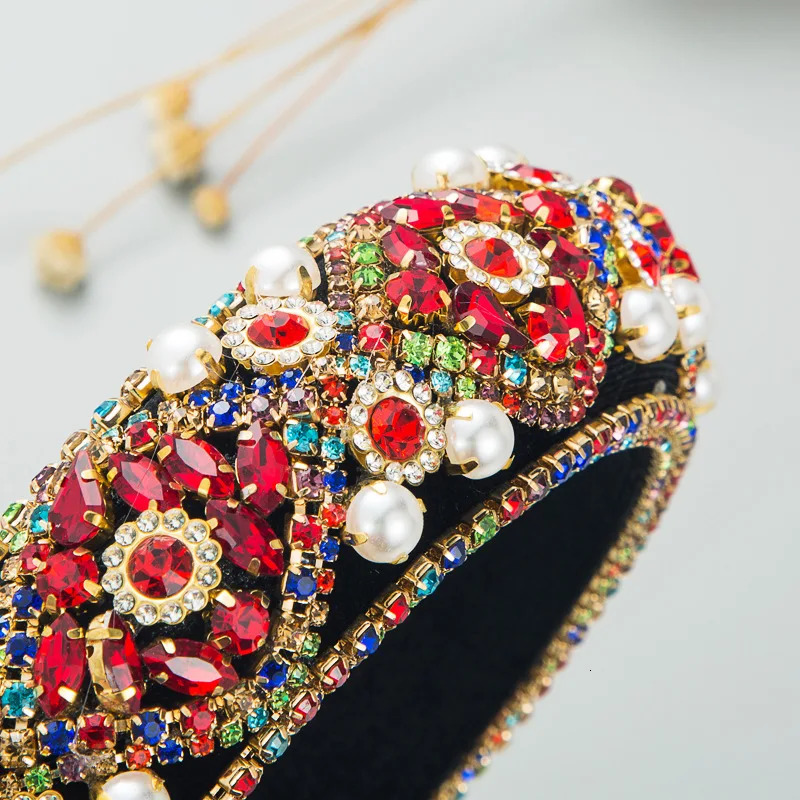 Fashion Diamond Pearl Headband Trend Retro Sponge Hairband Ladies Elegant Wedding Bridal Hair Accessories 241018