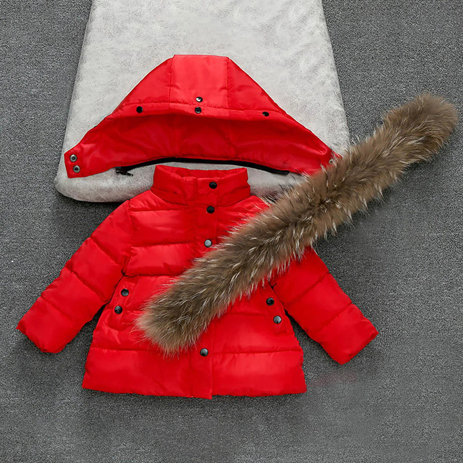 26 Years Autumn Winter Boys Jacket Warm Fur Collar Fashion Baby Girls Coat Hooded Zipper Outerwear Birthday Gift Kids Clothes 241018
