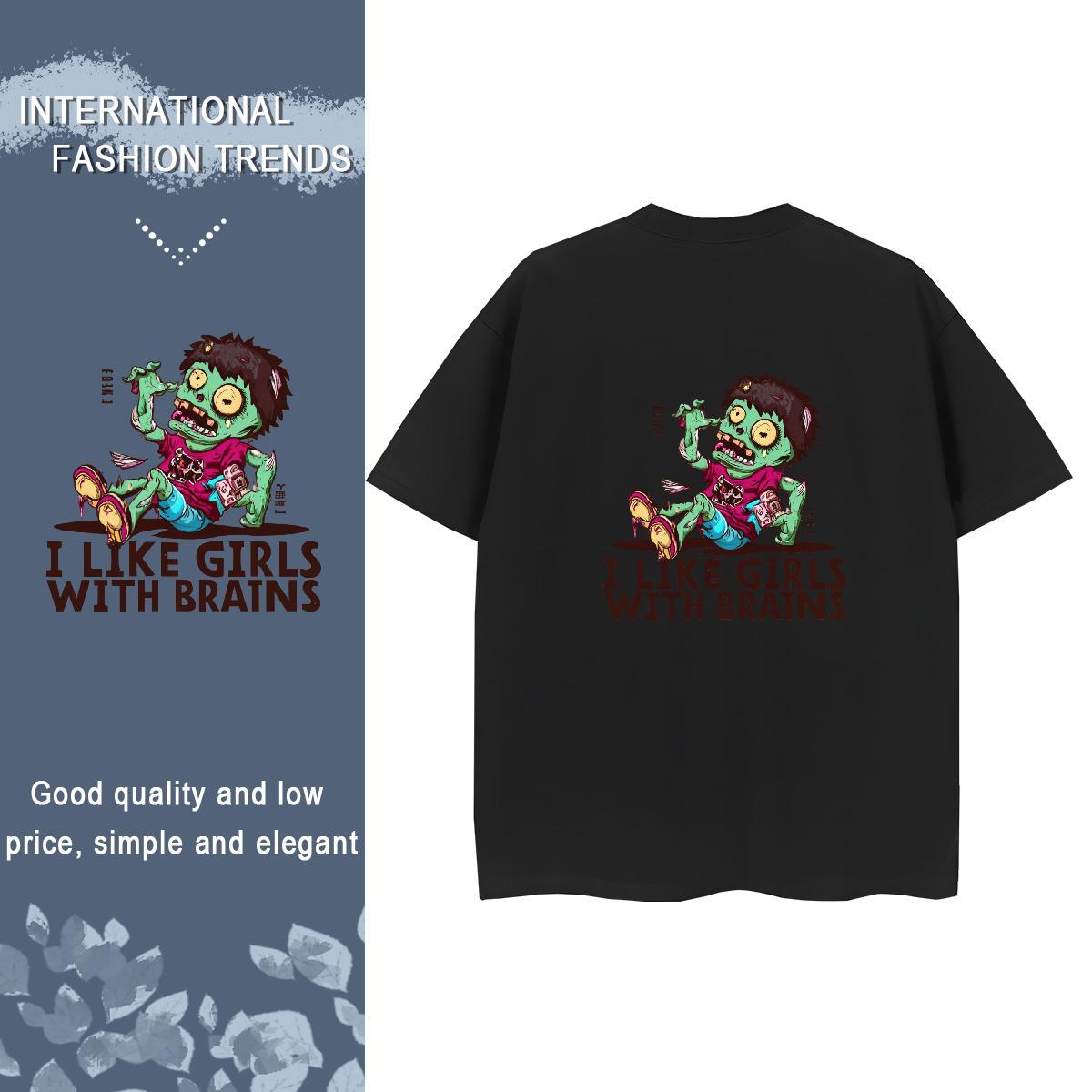 Casual New T Shirt For Woman 100% Cotton 230g Breathable Sports Casual skull Lady T shirt Loose DIY Printed Clothings