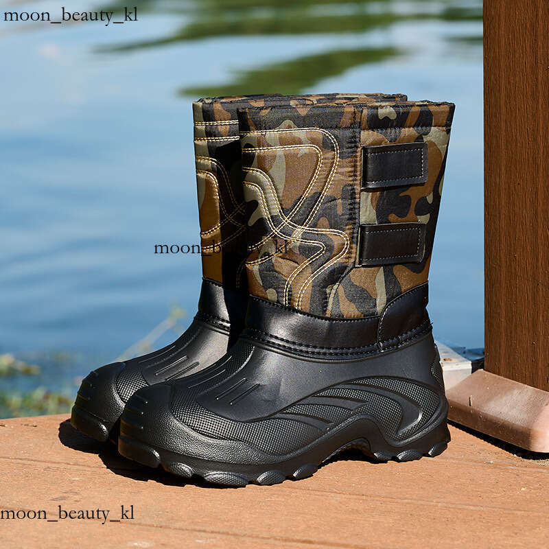 Designer Boot Large Size Cold Resistant Snow Fishing Shoes For Foreign Trade Non Slip Winter Men's Shoes, EVA Waterproof And Plush Thick Inner Li