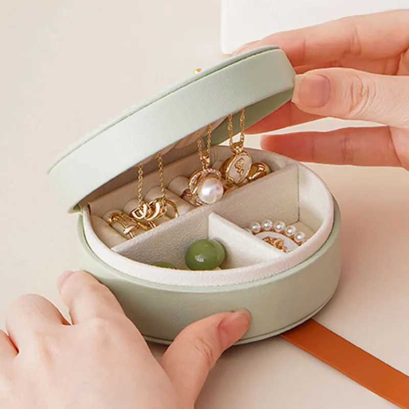 Mini Jewelry Organizer Showcases Travel Jewelry Boxes Earrings Rings Portable Handbags Jewelry Boxes Leather Storage W241019