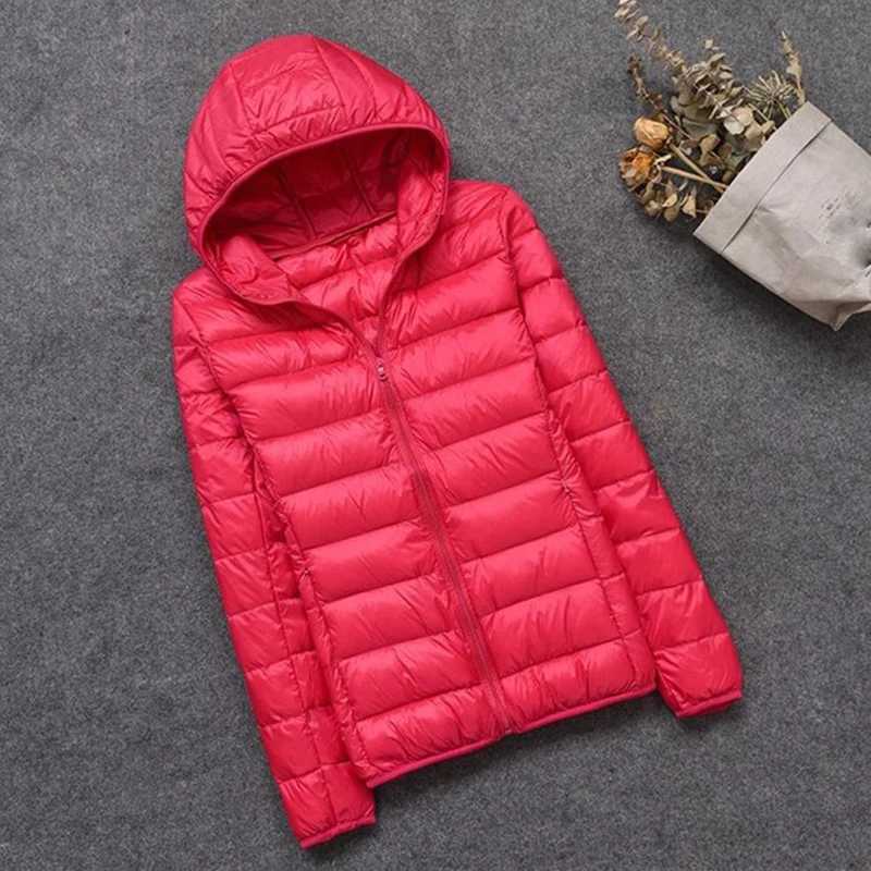 Autumn Winter Women 90% Ultra Light Down Jacket Duck Down Hooded Jacket Long Sleeve Warm Coat Female Solid Portable OutwearX241019