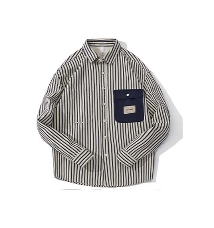 shanshi Men's shirts High street vertical striped shirt men's spring and autumn high-end design casual interior shirt jacket