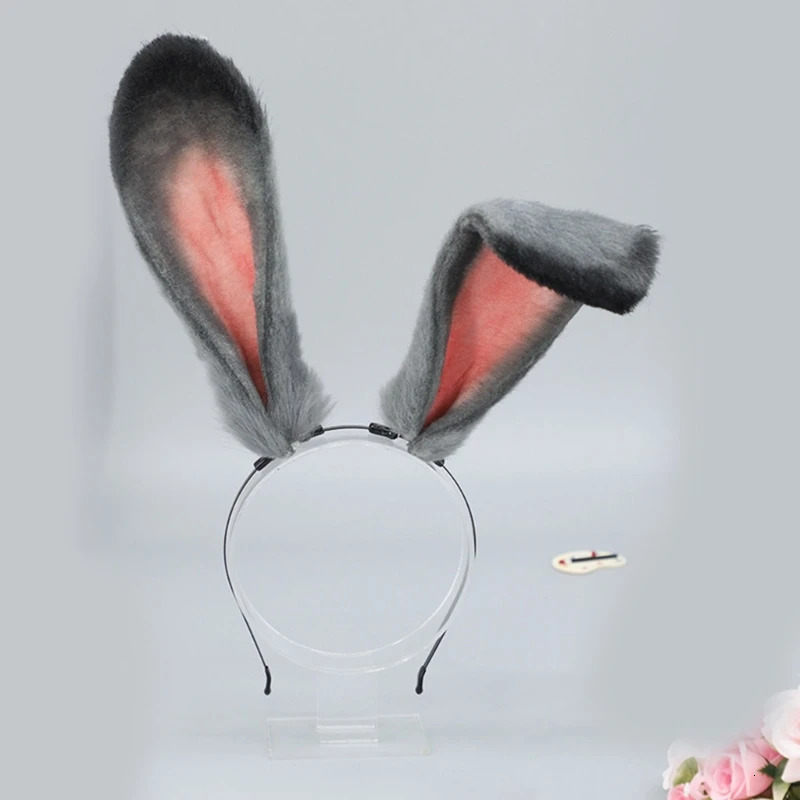 Cute Spring Rabbit Ear Shaped Headband Plush Hair Loop Makeup Live Role Playing Party Earphones for Teenagers 241018