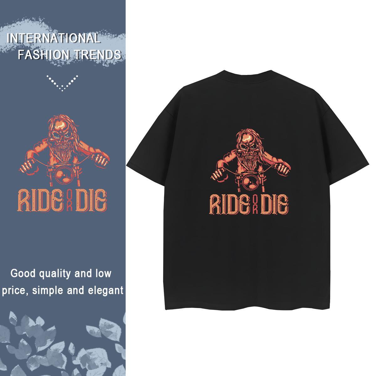 Fashion Casual T-Shirts for Women 100% Cotton 230g Crew Neck Breathable Beach skull Women Tees Wholesale Cartoon Anime Top Tees