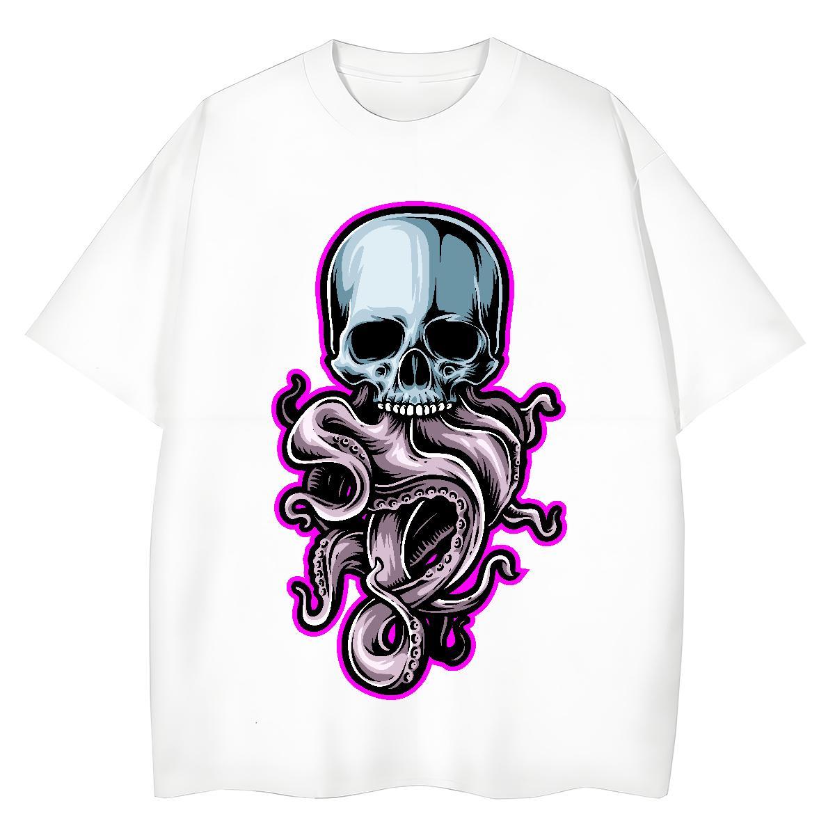 2024 Woman T Shirts 230g Pure Cotton Short Sleeve O-Neck Home Outdoor skull Women Tshirts Comfortable Customized Print Wear