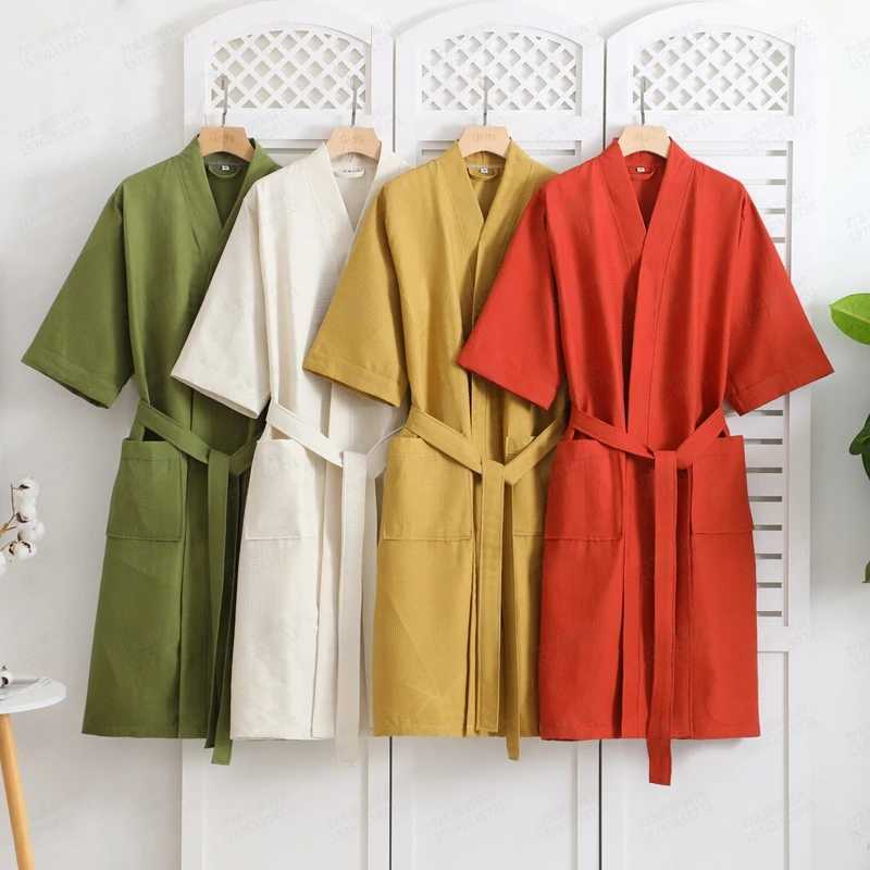 Mens Lightweight Long Kimono Bathrobe Cotton Robes Absorption After Shower Sleepwear Plus Size SummerXJ241018