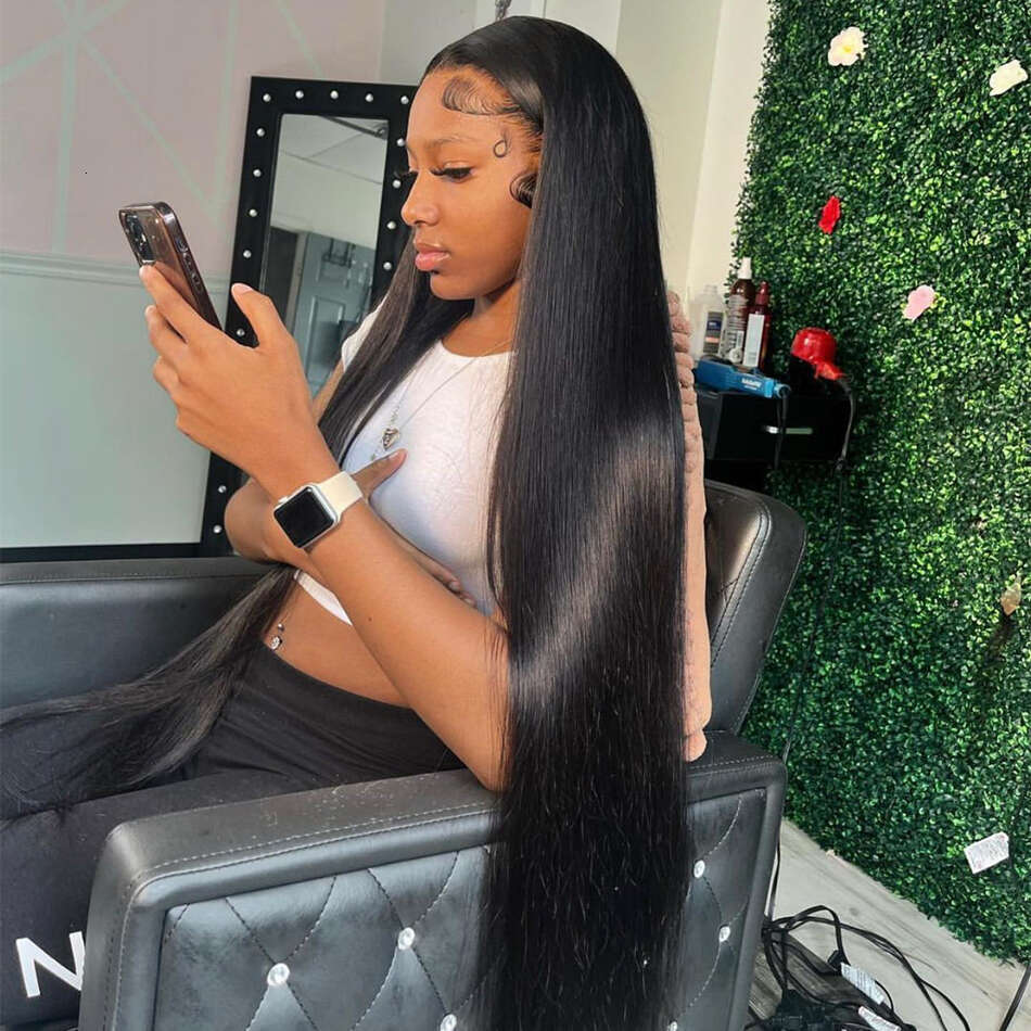 Inch Bone Density Straight Lace Front Wigs Pre Plucked Brazilian Transparent x HD Frontal Human Hair For Women al