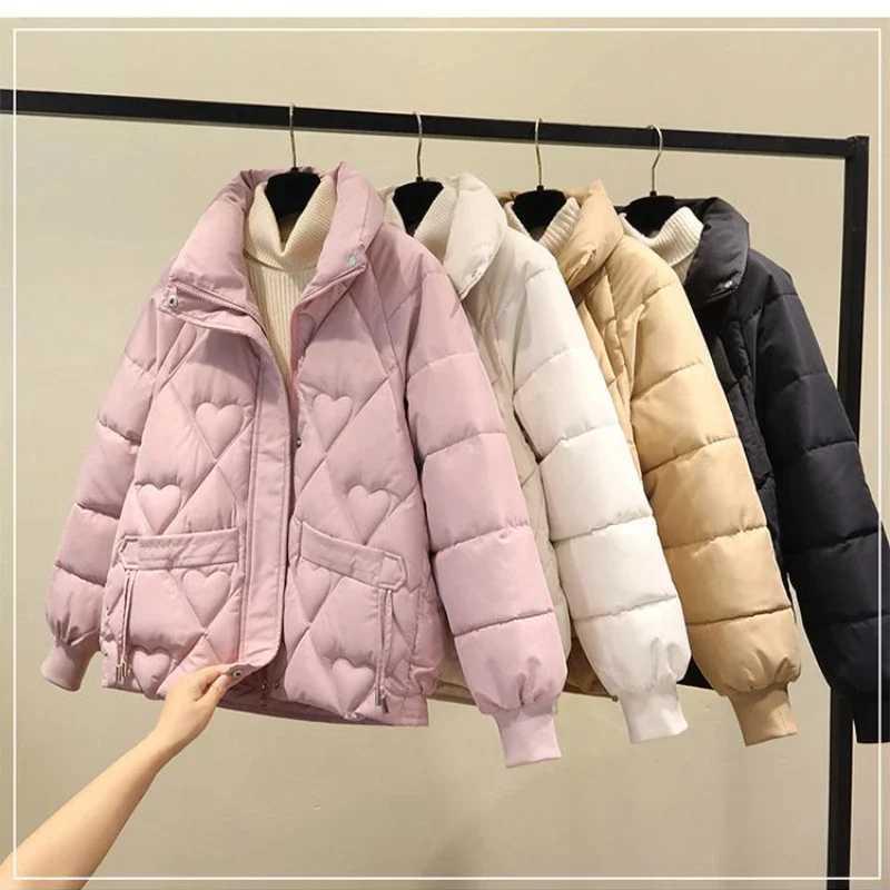 Women Korean Thick Warm Down Cotton Puffer Jacket Long Sleeve Hooded Parka Winter Coat Pockets Solid Plus Size Loose OvercoatX241019