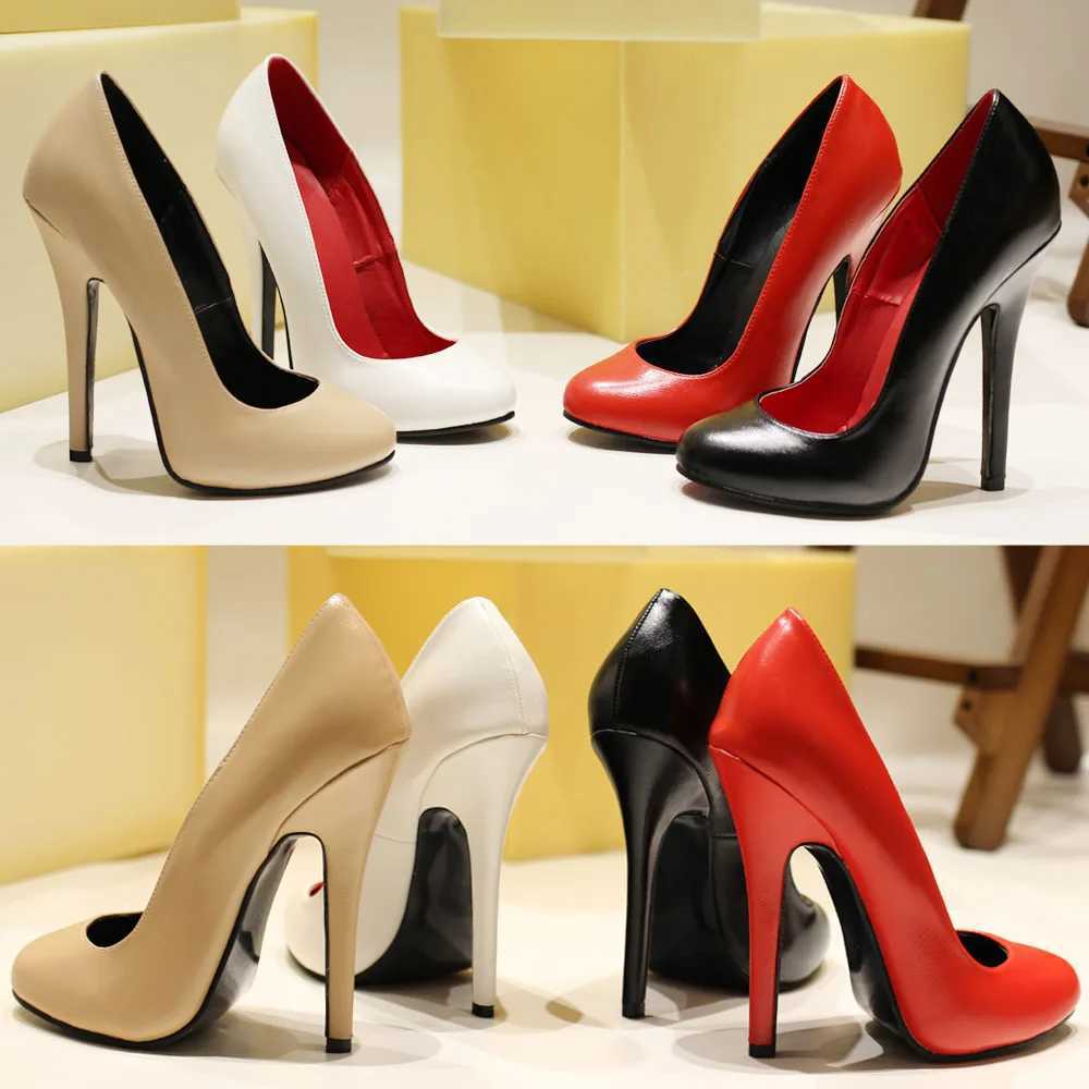 5.5-inch slim high heels unisex nightclub round toe pump Plus size party shoes size 36-46 in stock Y241019
