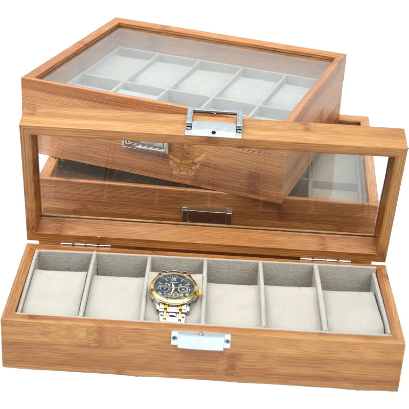 The latest handmade eco-friendly Chinese style 3/6/10/12 slot watch box for 2024 bamboo watch storage box used for gifts 241018