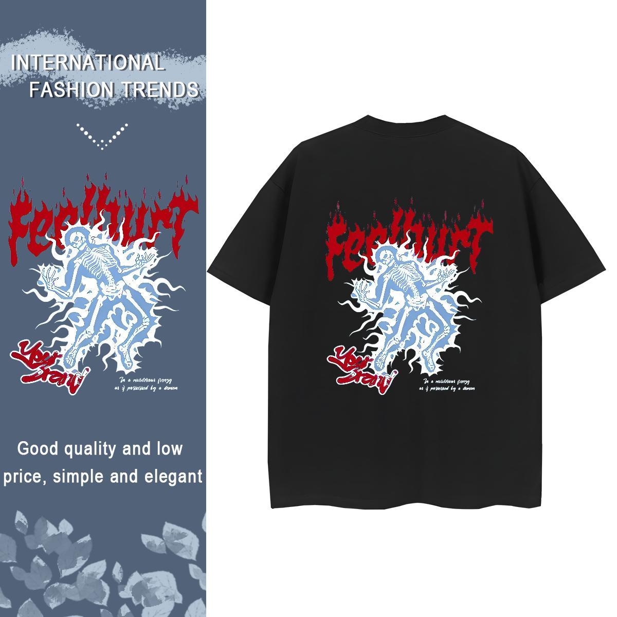 Classic T shirt 230g 100% Cotton Crew Neck Breathable Summer Casual skull Woman Tshirt Loose Custom Print Oversized Tees Shirts