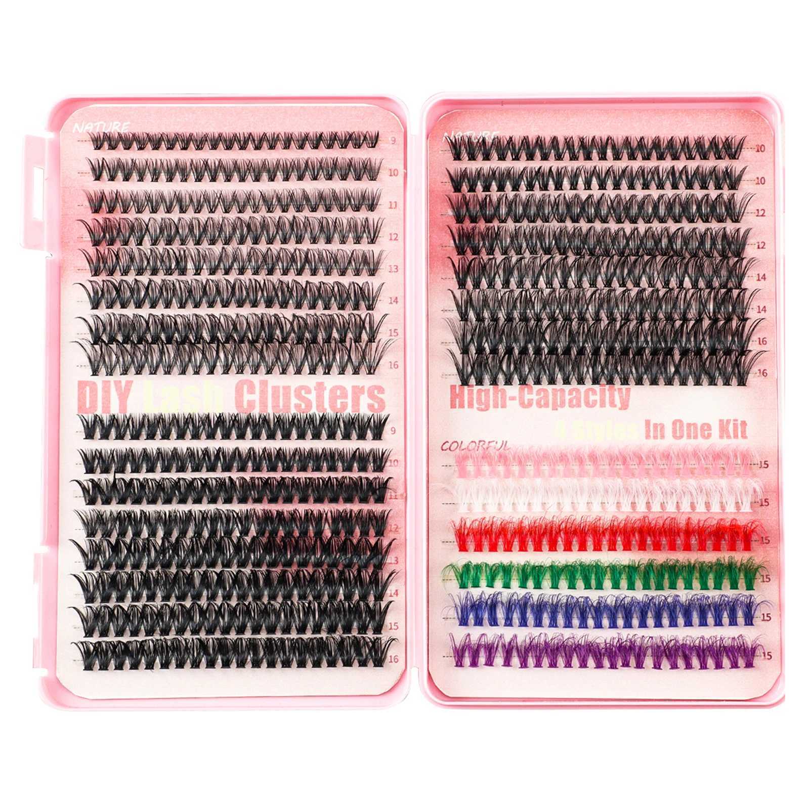 Colour Lash Clusters Kit hight volume Fluffy eyelash extenstions set 392/600 pcs False Eyelashes book halloween cosplay makeupsXJ241019