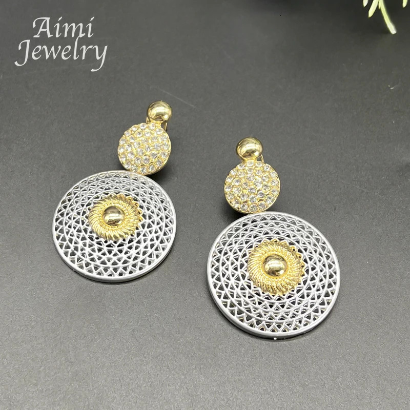 Large round pendant 18K gold-plated jewelry set suitable for womens necklaces earrings bracelets rings African brides wedding party gifts 241018