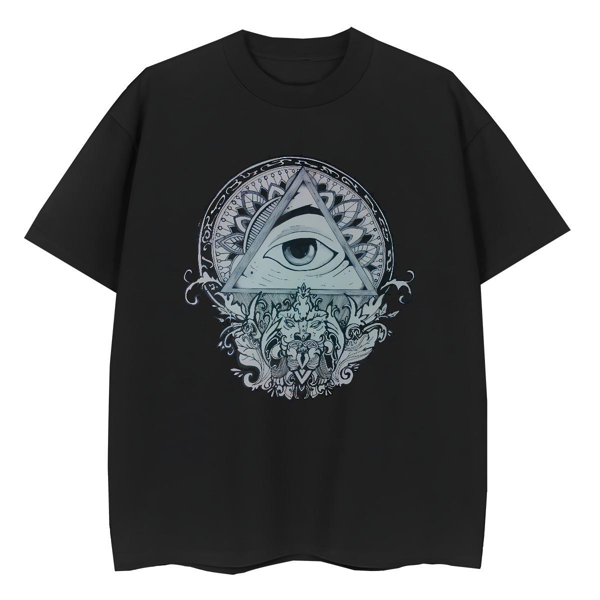 2024 Casual T-Shirts 100% Cotton 230g O Neck Short Sleeves Casual Sport eye of the devil Tshirt for Man Woman Soft White Plus Size Tee Shirt