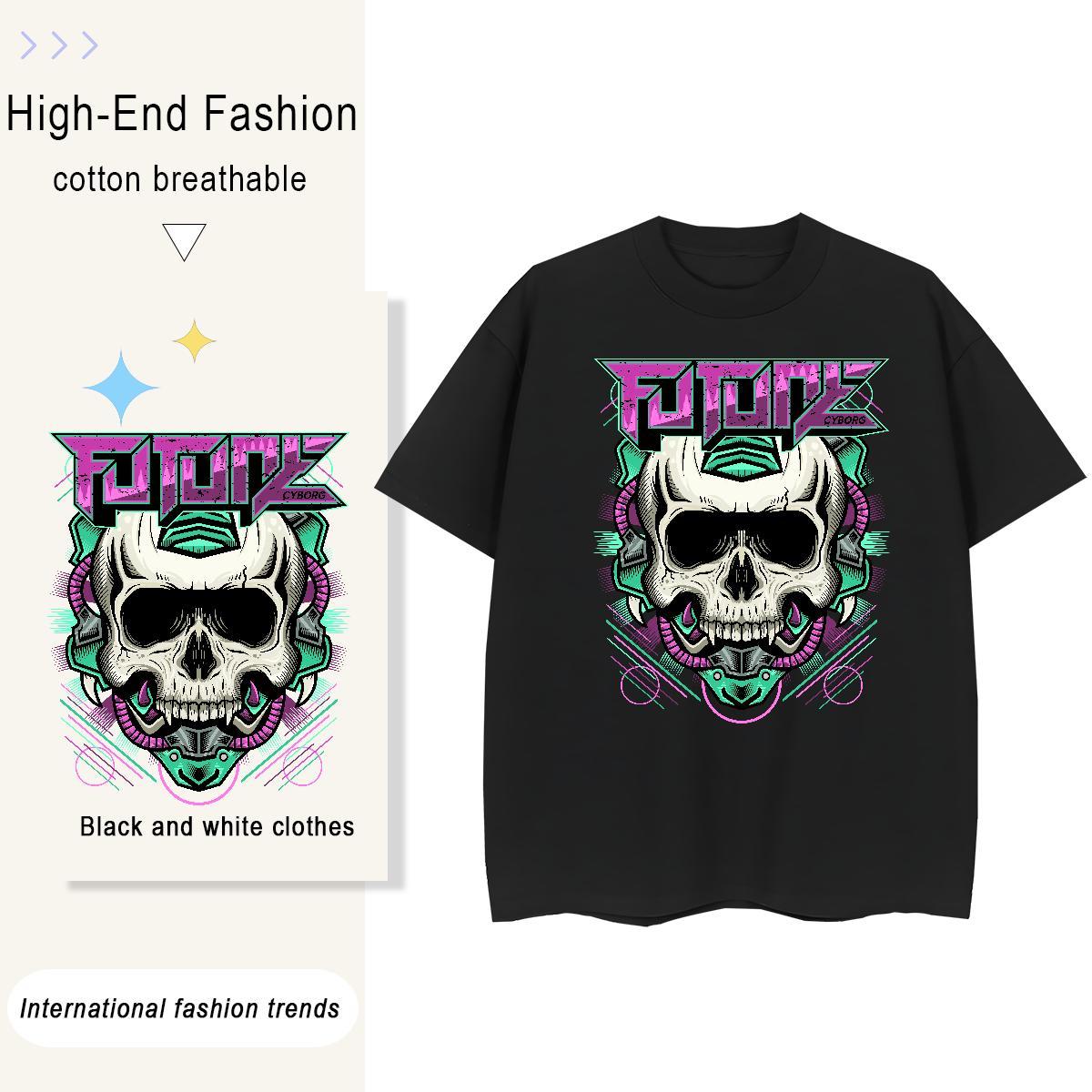 Brand T shirt 230g Pure Cotton Short sleeve Soft Hip Hop Street skull Unisex Tshirts Designer Nice Customized Print Tee Shirt