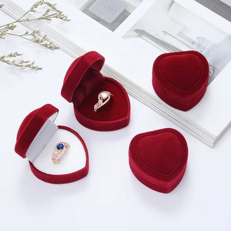 Colorful Corduroy heart-shaped jewelry box single ring/necklace box velvet jewelry box and packaging W241019