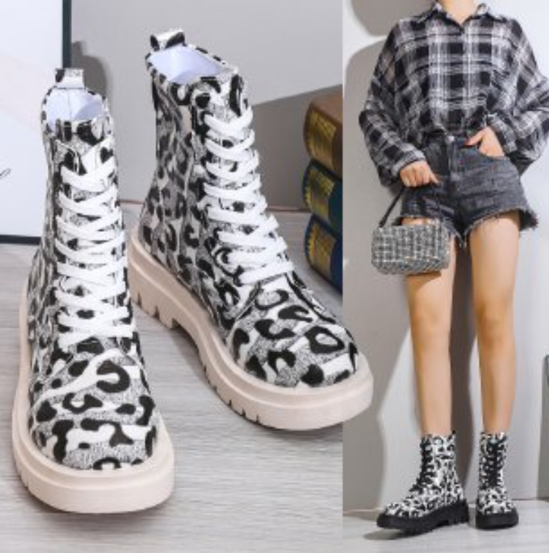 Plus Size Trendy Print Winter Warm Martin Boots 373f