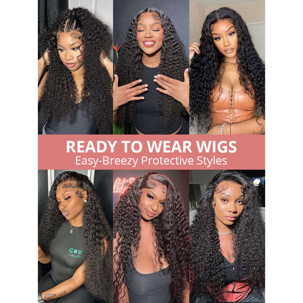 40 Inch Deep Wave 13x4 13x6 Frontal Glueless Human Hair Wig Brazilian PrePlucke Water Curly 360 HD Lace Front Wigs 250%