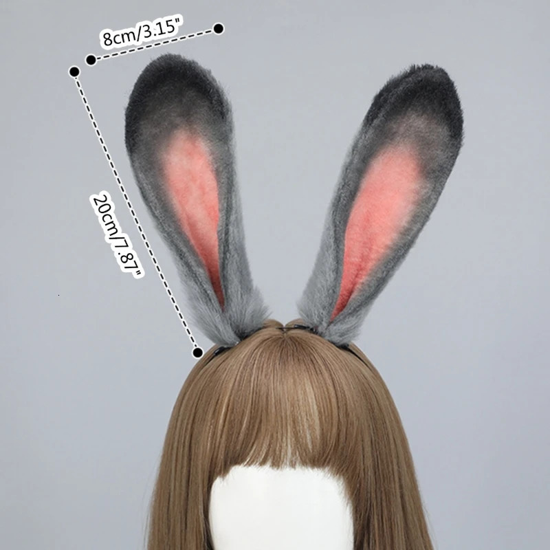 Cute Spring Rabbit Ear Shaped Headband Plush Hair Loop Makeup Live Role Playing Party Earphones for Teenagers 241018
