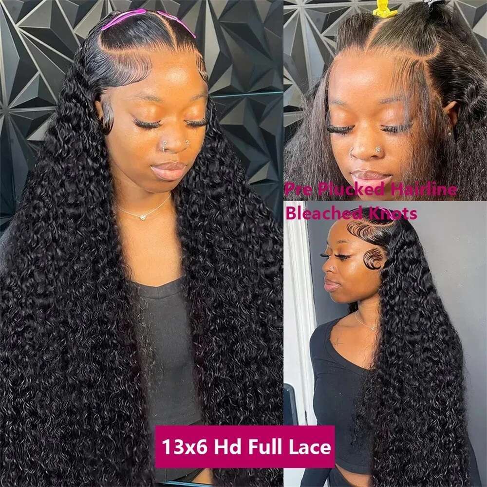 HD Density x Transparent Lace Front Human Hair Wigs For Women Brazilian Inch Deep Curly Wave Frontal Wig al