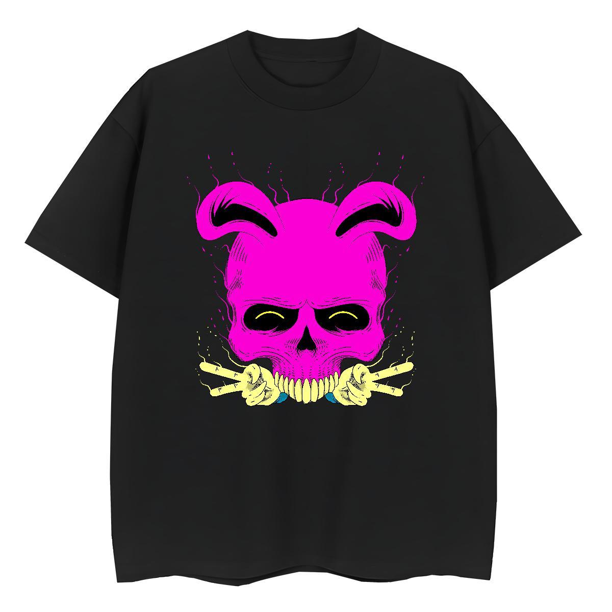 2024 T shirt 230g Pure Cotton Short sleeve Soft Casual Daily Wear skull Lady T shirt Popular Cartoon Anime Clothes