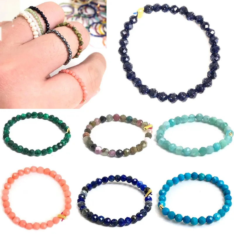 Natural Stone Agate crystal quartz zircon 2mm Multi Faced Bead Ring Jewelry gifts suitable for men and women 241010