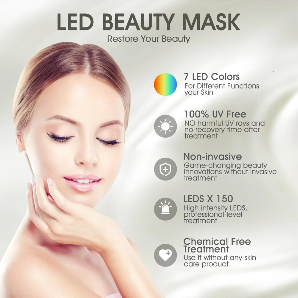 Light Therapy Face Beauty 7 Color LED Beauty Care Equipment Red Light Treatment Skin Care LED mask Home Beauty 241018