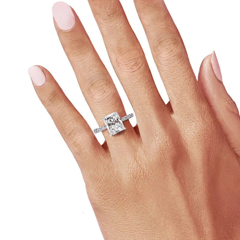 DEZO Card Engagement Ring 2/3/4ct Radiant Cut D-Color Solid 925 Silver Womens Wedding Jewelry Gift 241007