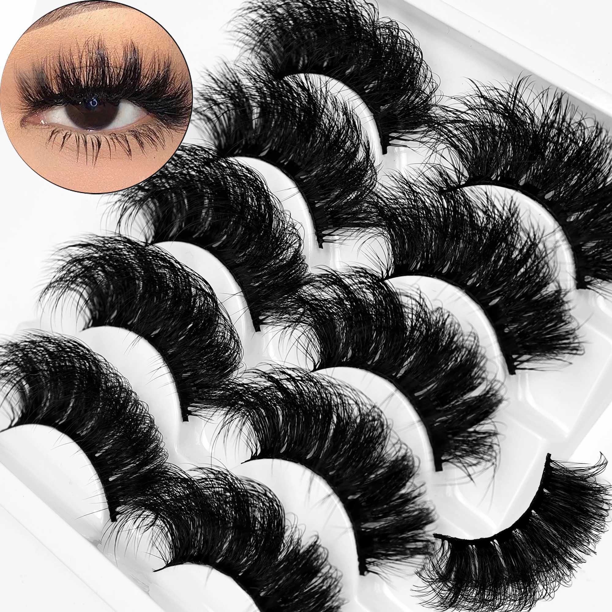 False Eyelashes Fluffy Lashes Cat-Eye Look 8D Volume Fake Eyelash Strips 5 Pairs PackXJ241019