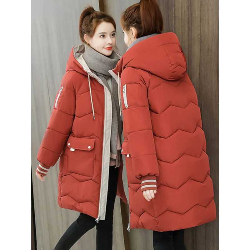 Custom Winter Women Jacket Coats Long Parkas Female Down Cotton Hooded Overcoat Thick Warm Jackets Windproof Casual Student CoatX241019