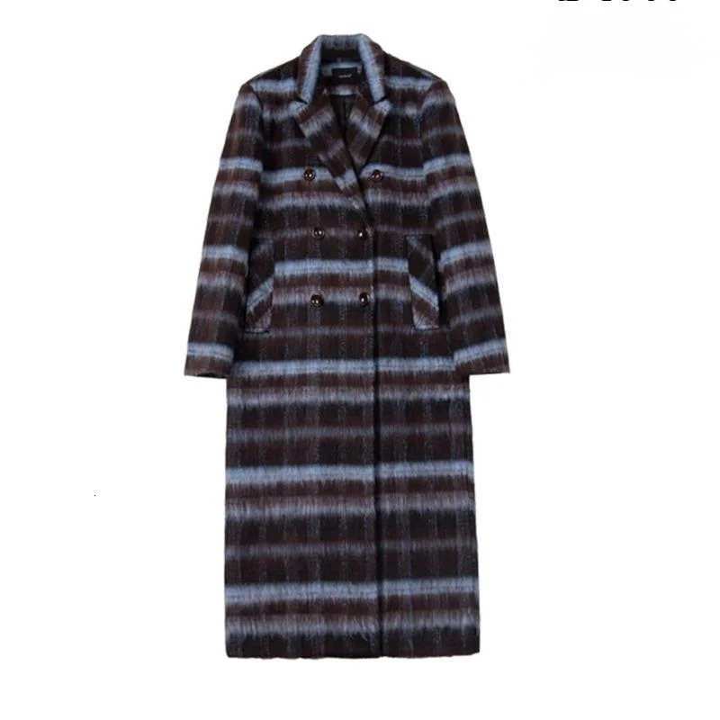 Retro long sleeved double chest plain weave double-sided cashmere coat for womens winter warm wool coat autumn item 16O2475 241019