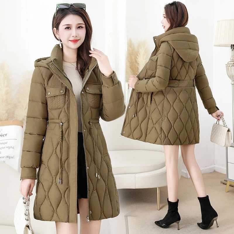 Womens High-Grade Down Cotton Coat Long Thick Warm Padded Jacket Large Size Female Hooded Parker Overcoat Autumn Winter NeX241019