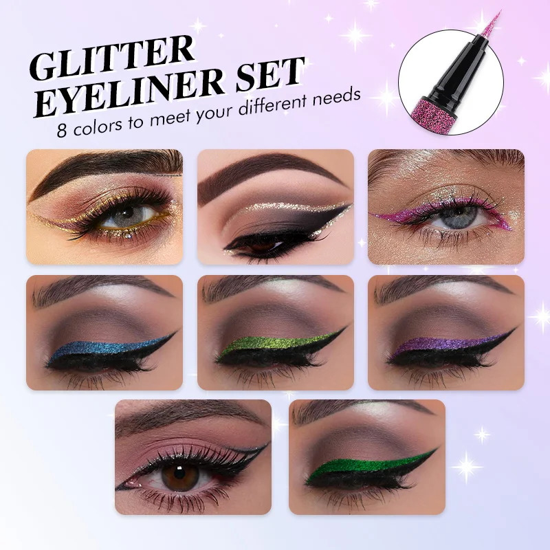 IMAGIC 8 color glitter eyeliner set durable eye makeup waterproof eyeliner high pigment EY-360 241018