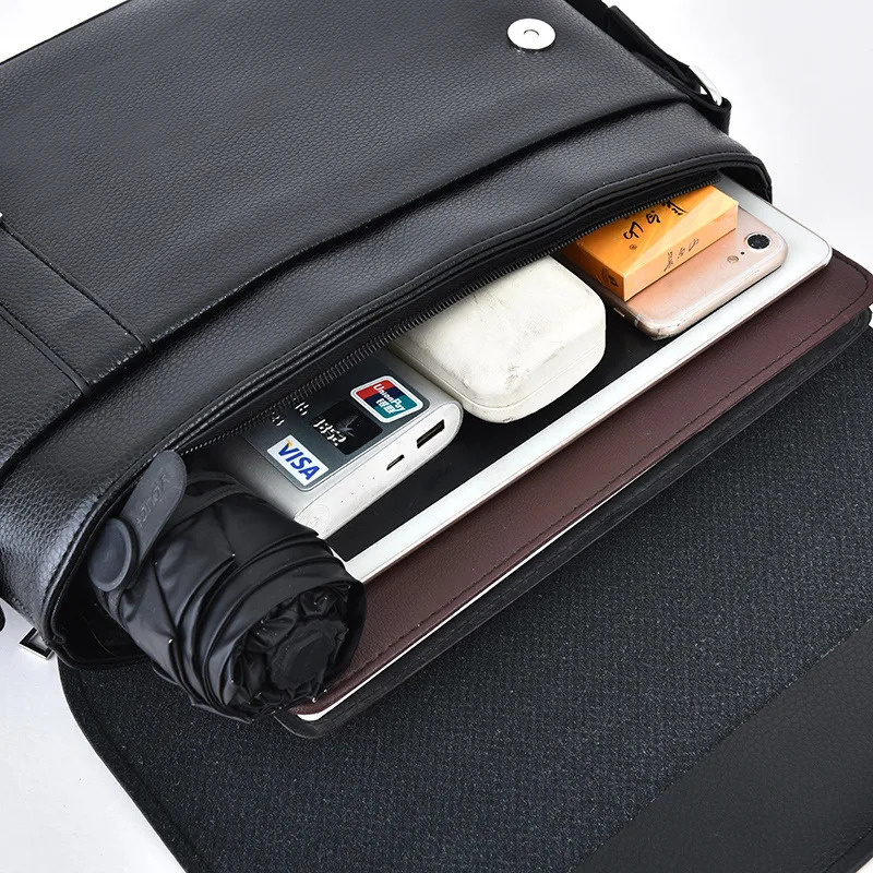 Business Men Leather Shoulder Bag Boy Crossbody Briefcase Messenger Bags Male Gift Mens Handbags 241019