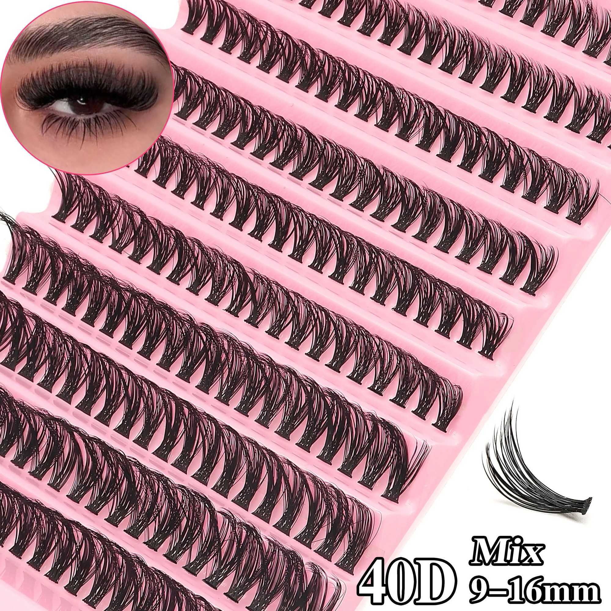 40D Fluffy Dramatic D Curl Eyelash Extensions 0.05mm Thick DIY Cluster False Lashes Set Reusable Mixed Lengths 9-16mmXJ241019