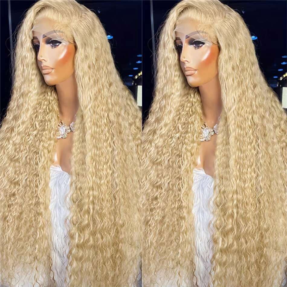 Luvin Curly Blonde 13x6 Full HD Frontal Wig Human Hair Deep Wave 613 Gold Color 13x4 Melt Skin Lace Front Wigs For Women