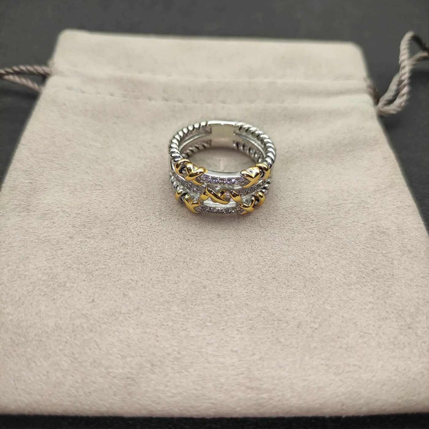 S925 Womens Silver Ring 6-9 Size Luxury Gold Couple Ring Type 7 Fashion Womens Jewelry 2407061517 Y241019
