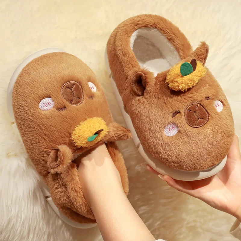 Highland Cow Capybara plush slider Christmas home cotton shoes cute animal anti slip indoor winter warm house slider gift 241018
