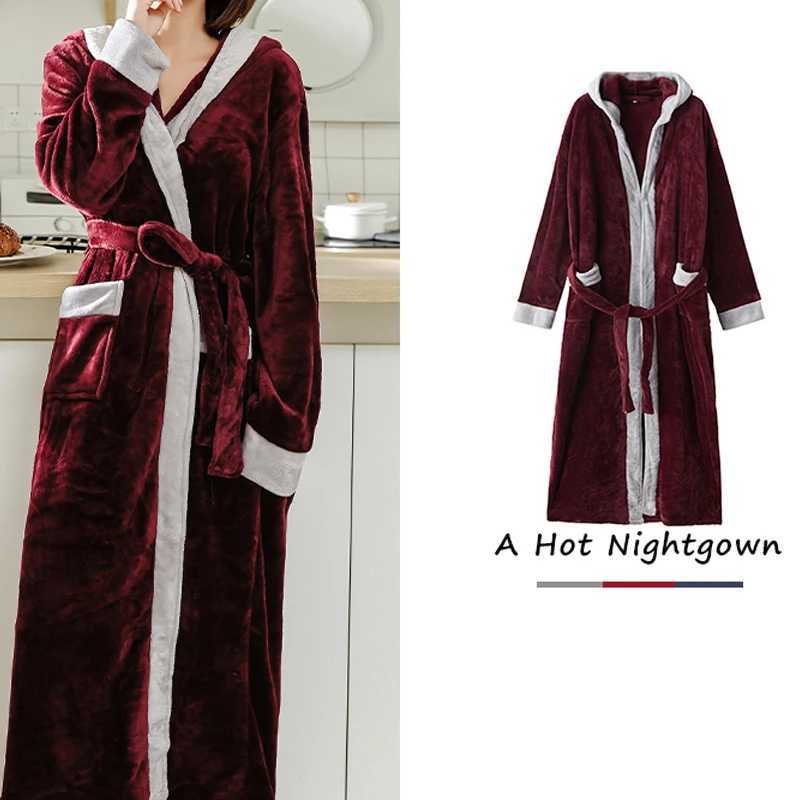 Mens Bathrobe Winter Plus Size Long Coral Fleece Kimono Warm Flannel Bath Robe Cozy Robes Night Sleepwear Women Dressing GownXJ241018