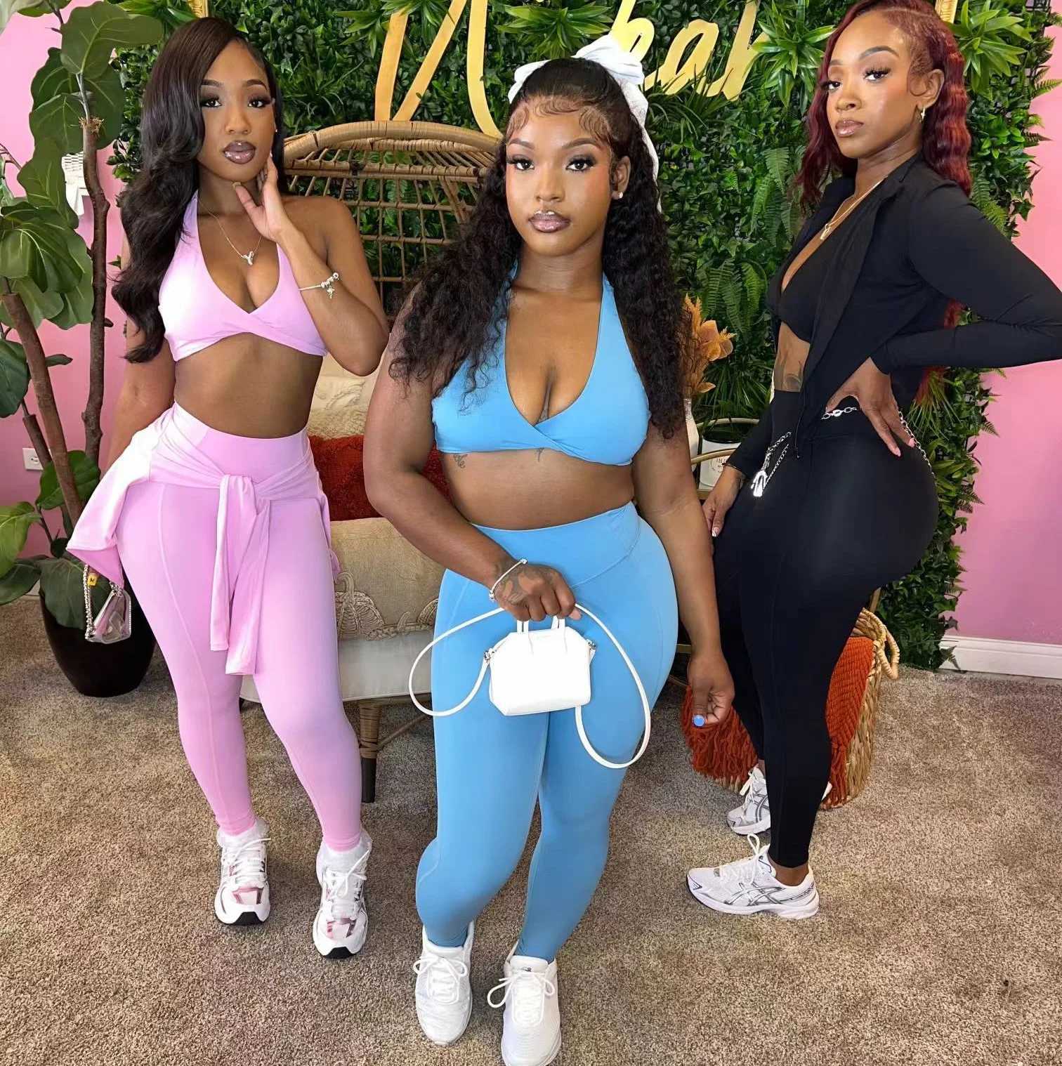 Women's Two Piece Pants Crop jacket hoodie front 2-piece pants set sexy sportswear 2024 womens autumn clothing body elegant 2-piece pants set Y24